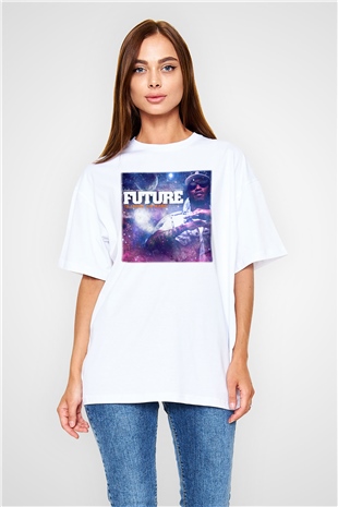 Future Beyaz Unisex Oversize Tişört T-Shirt