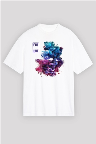 Future Beyaz Unisex Oversize Tişört T-Shirt