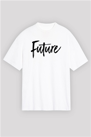 Future Beyaz Oversize Tişört Oversize T-shirt - TişörtFabrikası