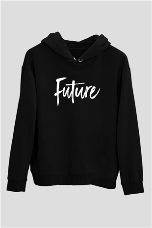 Future Siyah Unisex Kapüşonlu Sweatshirt