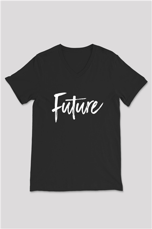 Future Siyah Unisex V Yaka Tişört
