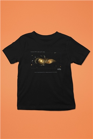 Galaksi Baskılı Siyah Unisex Çocuk Tişört