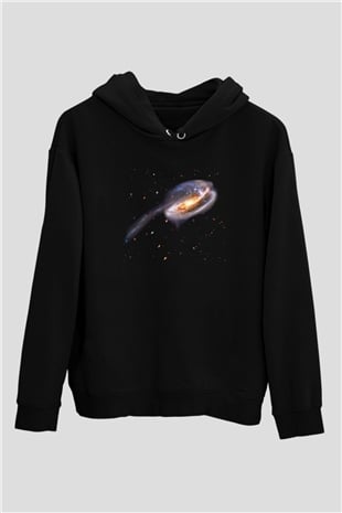 Galaksi Siyah Unisex Kapüşonlu Sweatshirt