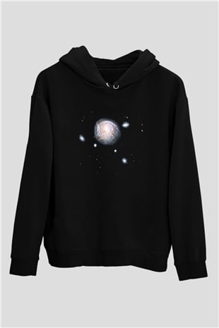 Galaksi Siyah Unisex Kapüşonlu Sweatshirt