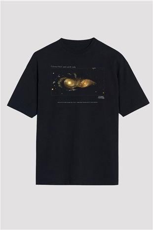 Galaksi Siyah Unisex Oversize Tişört T-Shirt