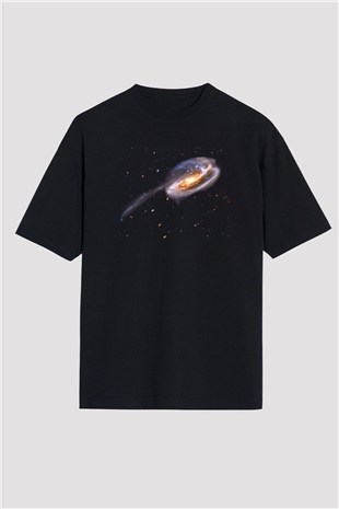 Galaksi Siyah Unisex Oversize Tişört T-Shirt
