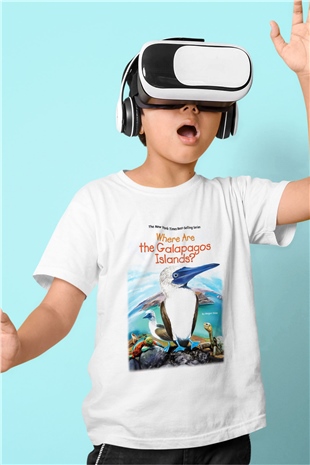 Galapagos Adaları Baskılı Beyaz Unisex Çocuk Tişört