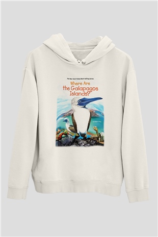 Galapagos Adaları Beyaz Unisex Kapşonlu Sweatshirt