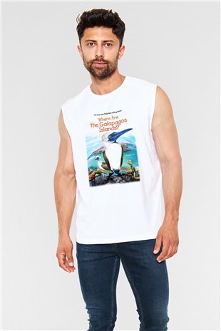 Galapagos Adaları Beyaz Unisex Kolsuz Tişört