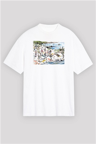 Galapagos Adaları Beyaz Unisex Oversize Tişört T-Shirt