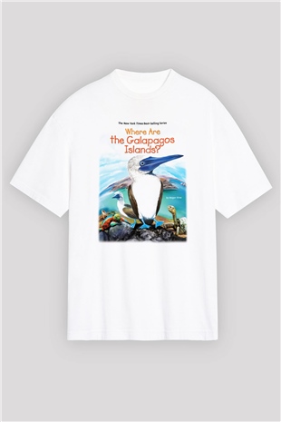Galapagos Adaları Beyaz Unisex Oversize Tişört T-Shirt