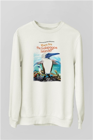 Galapagos Adaları Beyaz Unisex Sweatshirt