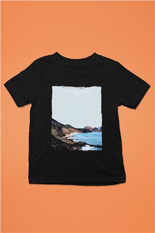 Galapagos Adaları Siyah Unisex Çocuk Tişört