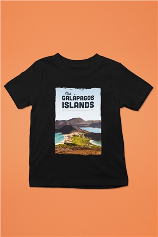 Galapagos Adaları Siyah Unisex Çocuk Tişört