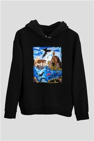 Galapagos Adaları Siyah Unisex Hoodie