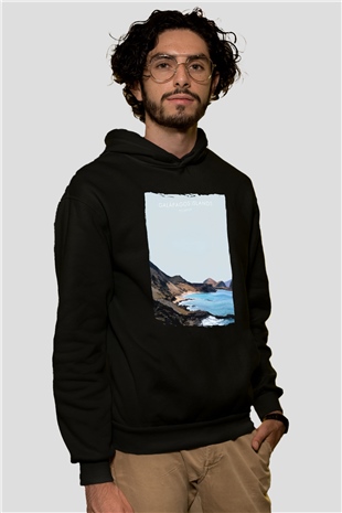 Galapagos Adaları Siyah Unisex Hoodie