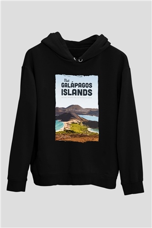 Galapagos Adaları Siyah Unisex Hoodie
