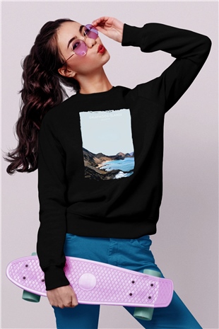 Galapagos Adaları Siyah Unisex Sweatshirt
