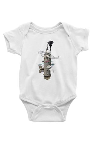 Galata Kulesi Baskılı Beyaz Unisex Bebek Body - Zıbın