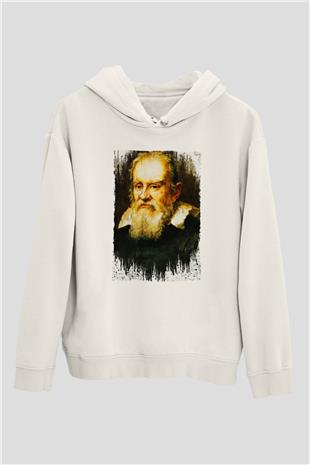 Galileo Galilei Baskılı Unisex Ekru Hoodie