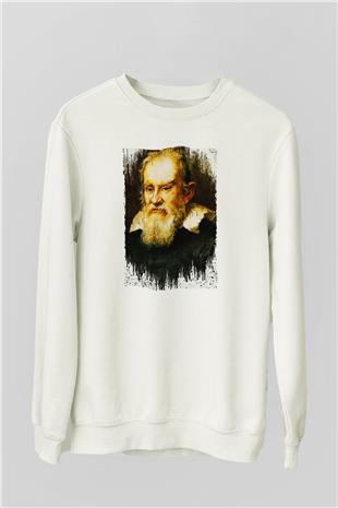 Galileo Galilei Baskılı Unisex Ekru Sweatshirt
