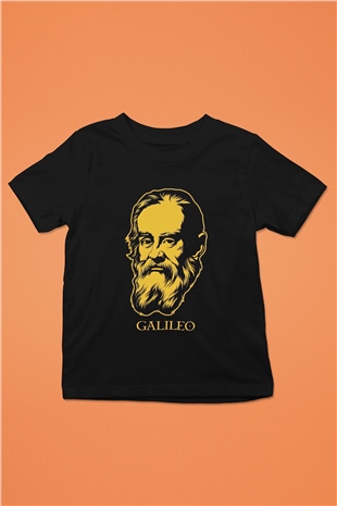 Galileo Galilei Baskılı Unisex Siyah Çocuk Tişört