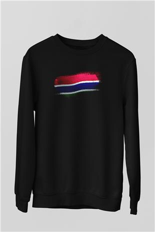 Gambiya - Gambia Bayrağı Baskılı Unisex Siyah Sweatshirt
