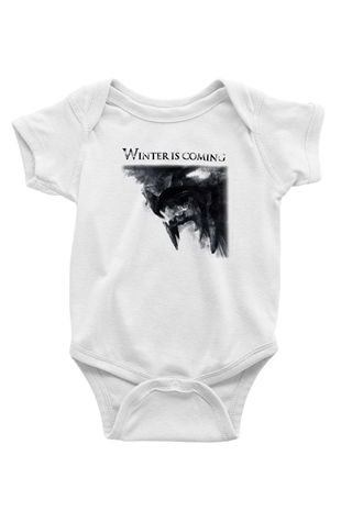Game of Thrones Baskılı Beyaz Unisex Bebek Body - Zıbın