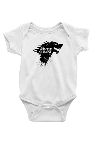 Game of Thrones Baskılı Beyaz Unisex Bebek Body - Zıbın