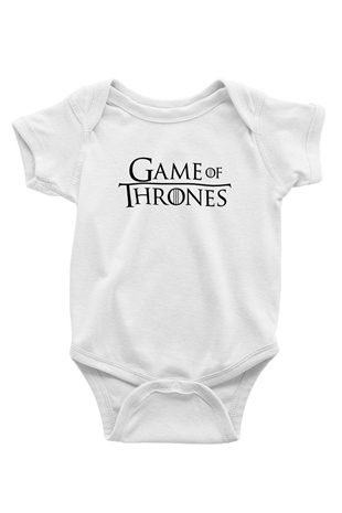 Game of Thrones Baskılı Beyaz Unisex Bebek Body - Zıbın