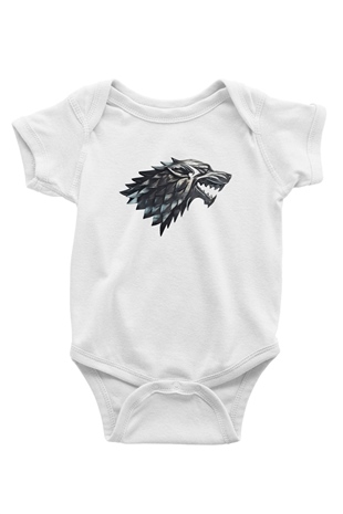 Game of Thrones Baskılı Beyaz Unisex Bebek Body - Zıbın