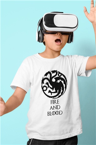 Game of Thrones Baskılı Beyaz Unisex Çocuk Tişört