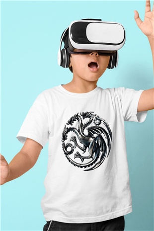 Game of Thrones Baskılı Beyaz Unisex Çocuk Tişört