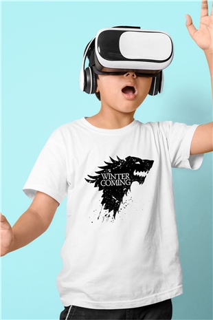 Game of Thrones Baskılı Beyaz Unisex Çocuk Tişört