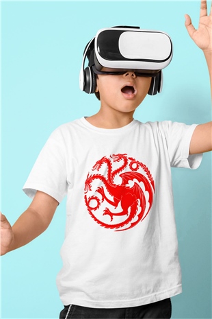 Game of Thrones Baskılı Beyaz Unisex Çocuk Tişört