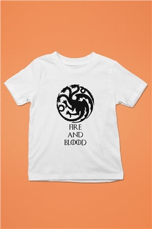 Game of Thrones Baskılı Beyaz Unisex Çocuk Tişört