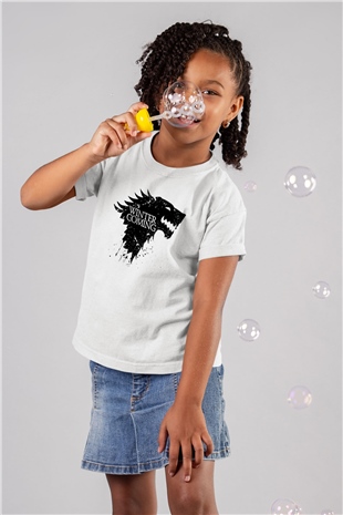Game of Thrones Baskılı Beyaz Unisex Çocuk Tişört