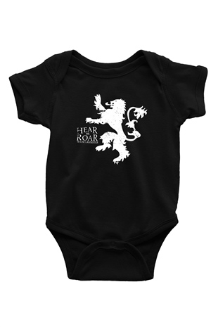 Game of Thrones Baskılı Siyah Bebek Body - Zıbın