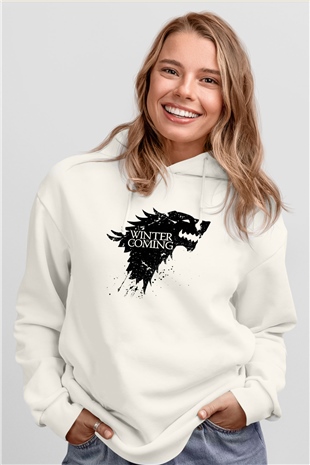 Game of Thrones Beyaz Unisex Kapşonlu Sweatshirt