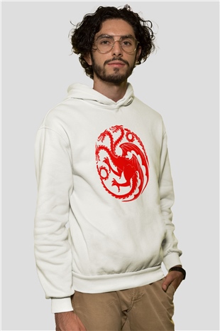 Game of Thrones Beyaz Unisex Kapşonlu Sweatshirt