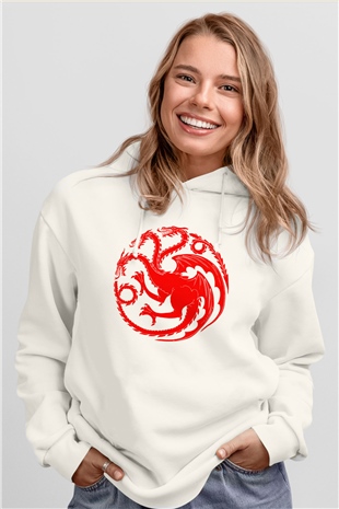 Game of Thrones Beyaz Unisex Kapşonlu Sweatshirt