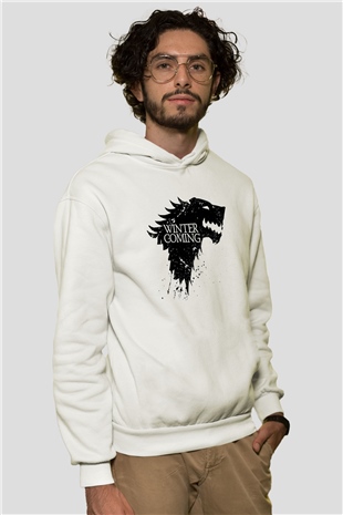 Game of Thrones Beyaz Unisex Kapşonlu Sweatshirt
