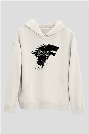 Game of Thrones Beyaz Unisex Kapşonlu Sweatshirt