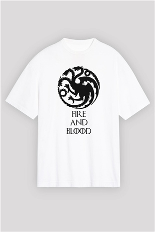 Game of Thrones Beyaz Unisex Oversize Tişört T-Shirt