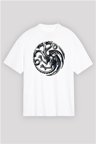 Game of Thrones Beyaz Unisex Oversize Tişört T-Shirt