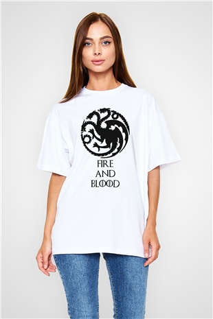 Game of Thrones Beyaz Unisex Oversize Tişört T-Shirt