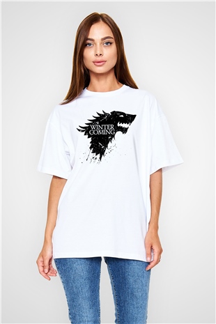 Game of Thrones Beyaz Unisex Oversize Tişört T-Shirt