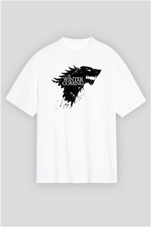Game of Thrones Beyaz Unisex Oversize Tişört T-Shirt