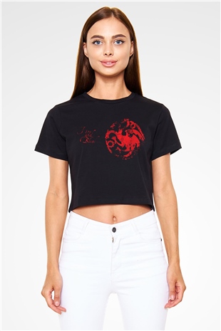 Game of Thrones Siyah Crop Top Tişört