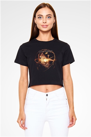 Game of Thrones Siyah Crop Top Tişört